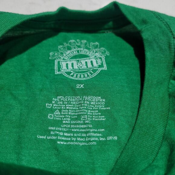 M & M's Candy Color Burst 2015 Graphic Green T-Shirt 2X EUC Mars M&M's - Picture 6 of 6
